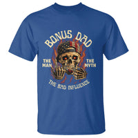 Bonus Dad T Shirt The Man Myth Bad Influence Step Dad Vintage Skull USA Flag