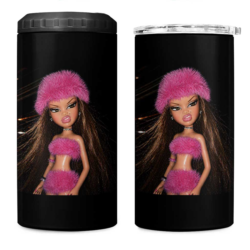 Funny Disgusting Doll Face Meme 4 in 1 Can Cooler Tumbler Expression Hilarious Sarcastic