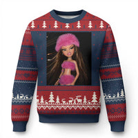 Funny Disgusting Doll Face Meme Ugly Christmas Sweater Expression Hilarious Sarcastic