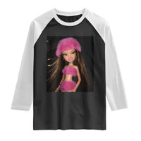 Funny Disgusting Doll Face Meme Raglan Shirt Expression Hilarious Sarcastic