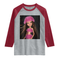 Funny Disgusting Doll Face Meme Raglan Shirt Expression Hilarious Sarcastic