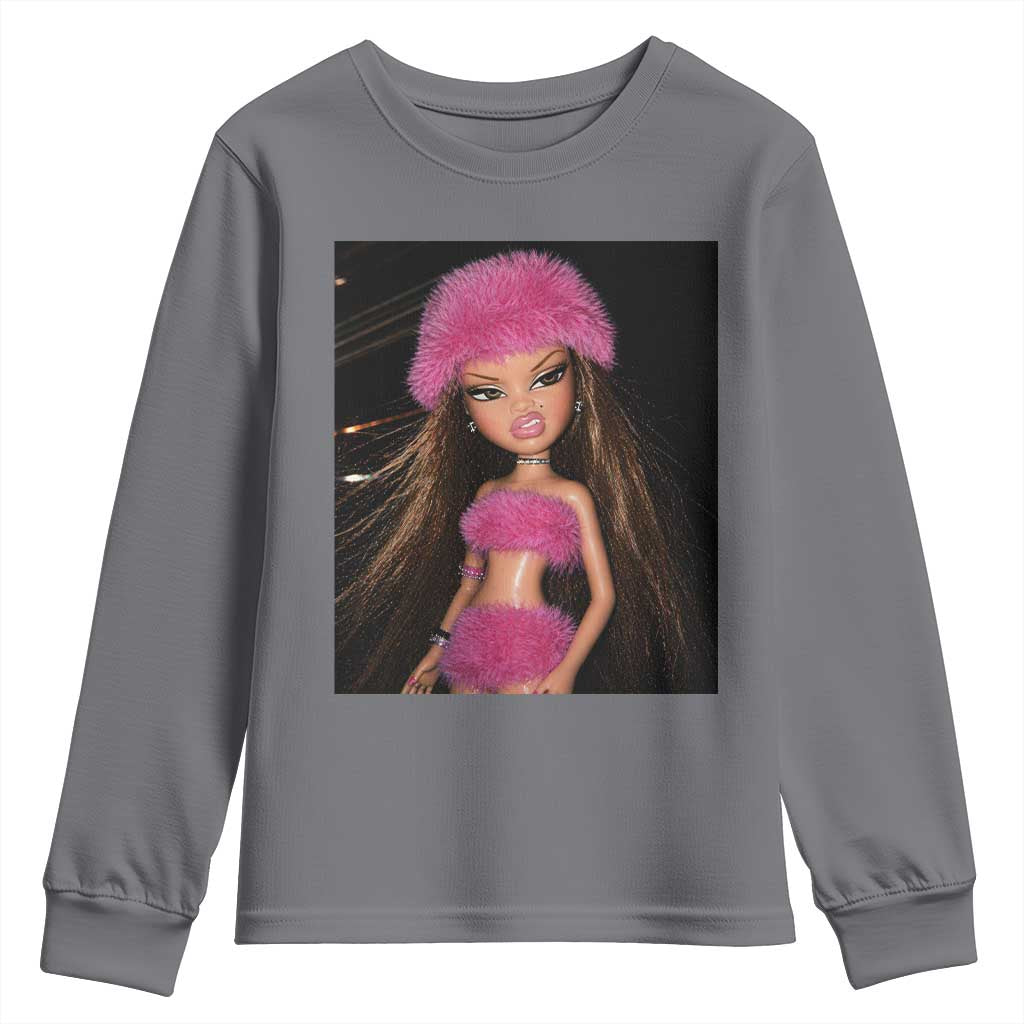 Funny Disgusting Doll Face Meme Youth Sweatshirt Expression Hilarious Sarcastic