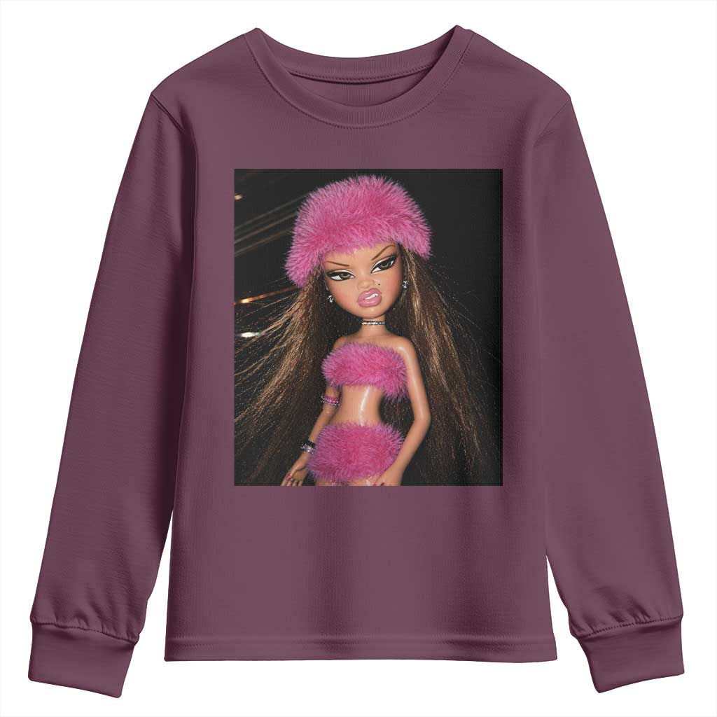 Funny Disgusting Doll Face Meme Youth Sweatshirt Expression Hilarious Sarcastic