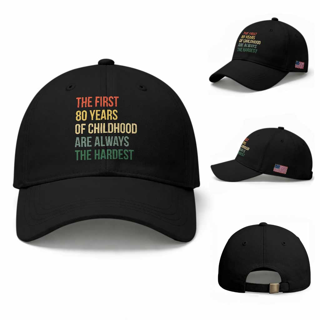 80th Birthday Baseball Cap Retro The First 80 Years Childhood Hardest