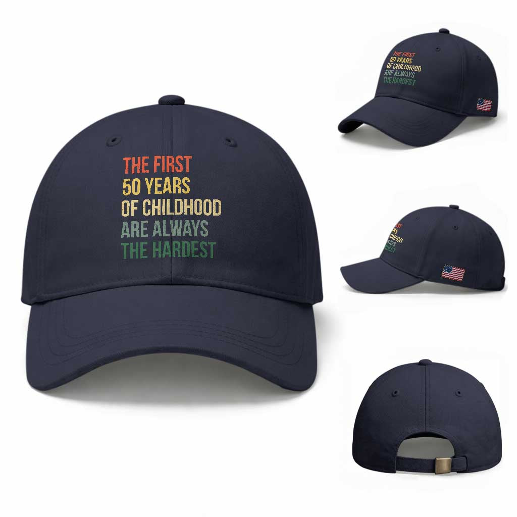 50th Birthday Baseball Cap Retro The First 50 Years Childhood Hardest