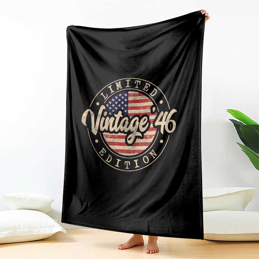 Vintage 1946 Stamp Throw Blanket Funny 80th Birthday USA Flag 80 Year Old Bday