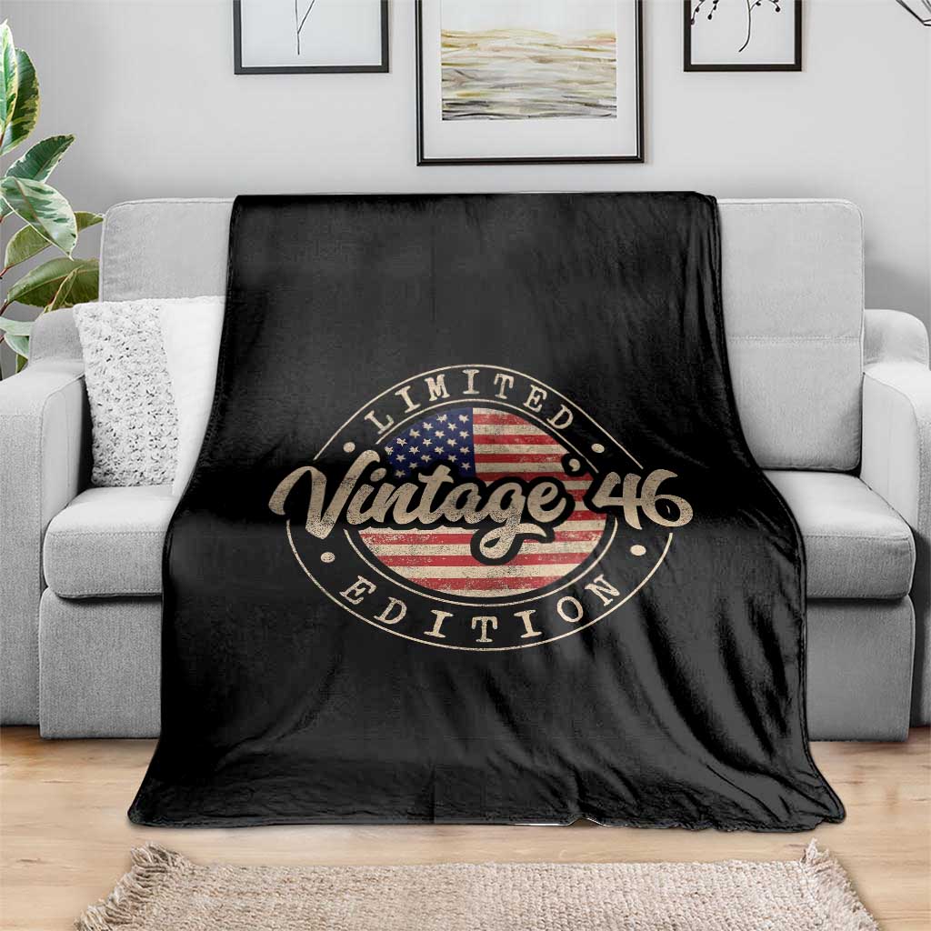 Vintage 1946 Stamp Throw Blanket Funny 80th Birthday USA Flag 80 Year Old Bday