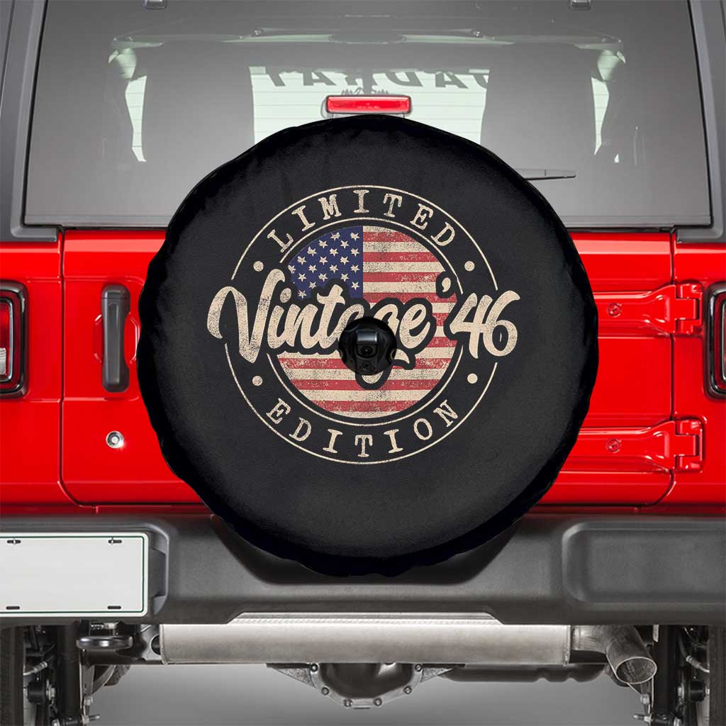 Vintage 1946 Stamp Spare Tire Cover Funny 80th Birthday USA Flag 80 Year Old Bday