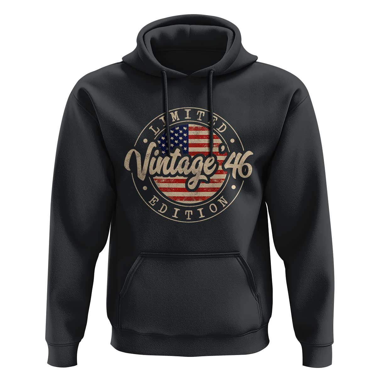 Vintage 1946 Stamp Hoodie Funny 80th Birthday USA Flag 80 Year Old Bday