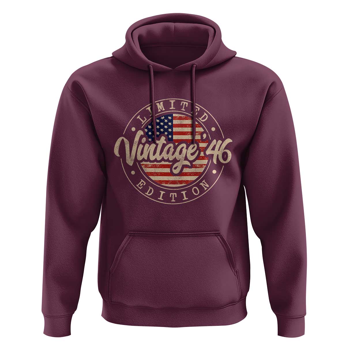 Vintage 1946 Stamp Hoodie Funny 80th Birthday USA Flag 80 Year Old Bday
