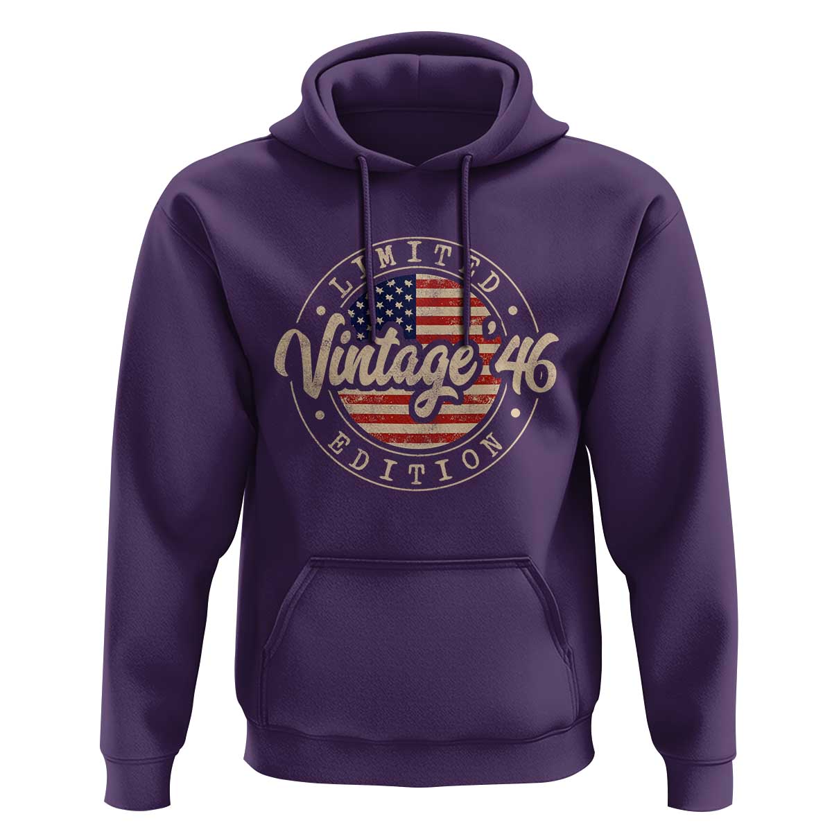 Vintage 1946 Stamp Hoodie Funny 80th Birthday USA Flag 80 Year Old Bday