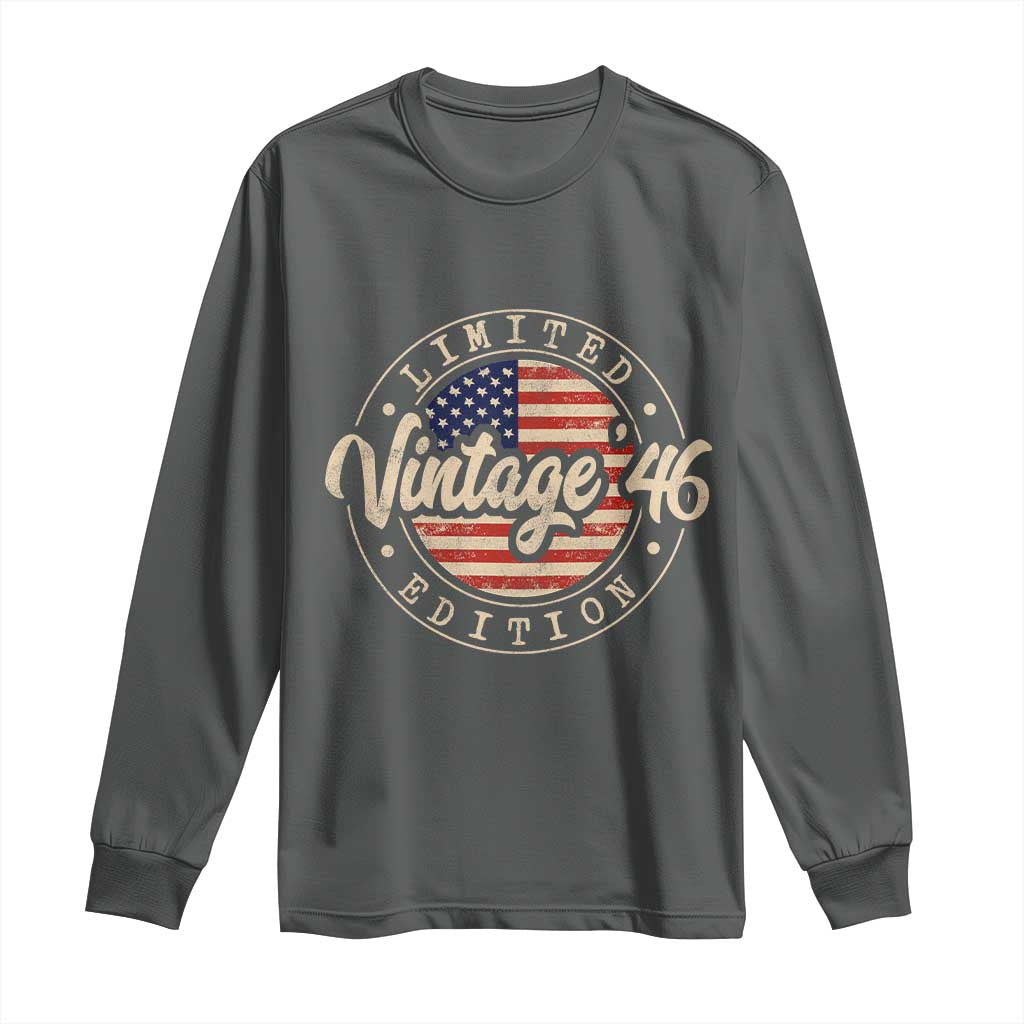 Vintage 1946 Stamp Long Sleeve Shirt Funny 80th Birthday USA Flag 80 Year Old Bday