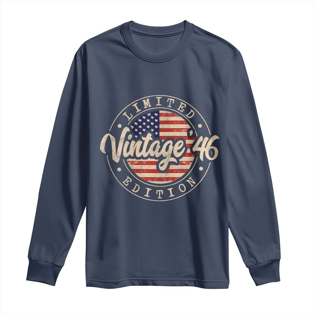 Vintage 1946 Stamp Long Sleeve Shirt Funny 80th Birthday USA Flag 80 Year Old Bday