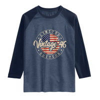 Vintage 1946 Stamp Raglan Shirt Funny 80th Birthday USA Flag 80 Year Old Bday