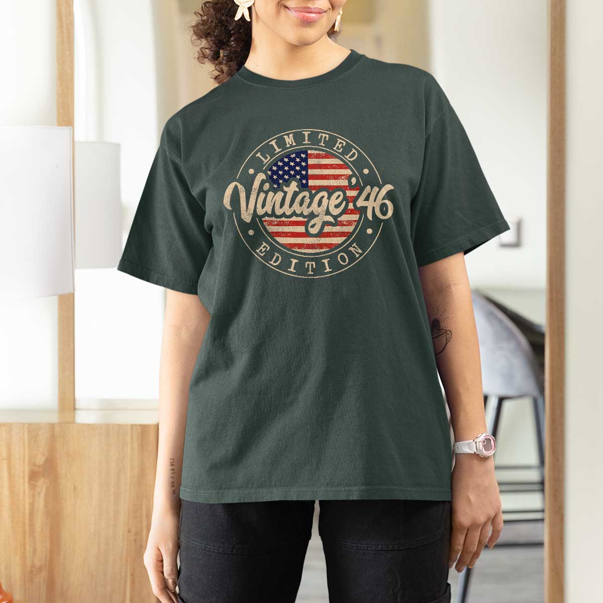 Vintage 1946 Stamp T Shirt For Women Funny 80th Birthday USA Flag 80 Year Old Bday