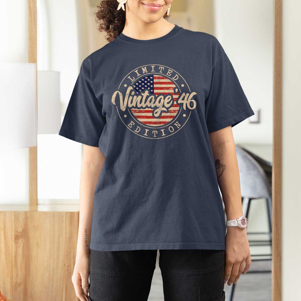 Vintage 1946 Stamp T Shirt For Women Funny 80th Birthday USA Flag 80 Year Old Bday