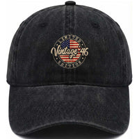 Vintage 1946 Stamp Washed Cotton Baseball Cap Funny 80th Birthday USA Flag 80 Year Old Bday