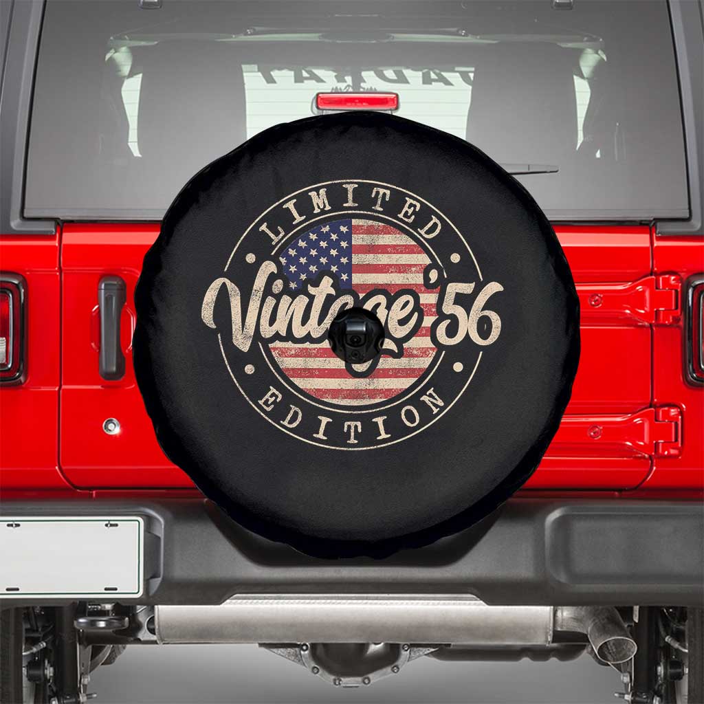 Vintage 1956 Stamp Spare Tire Cover Funny 70th Birthday USA Flag 70 Year Old Bday