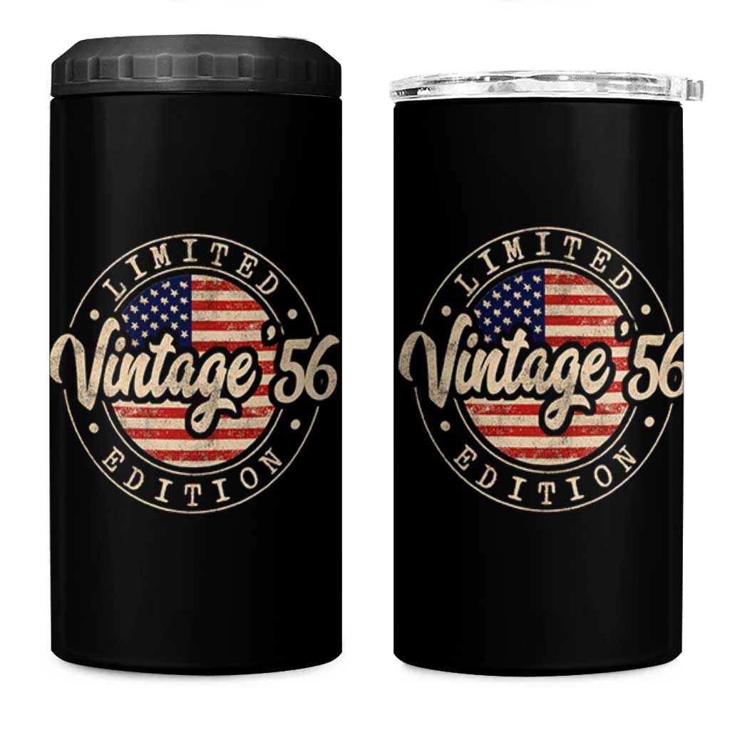 Vintage 1956 Stamp 4 in 1 Can Cooler Tumbler Funny 70th Birthday USA Flag 70 Year Old Bday