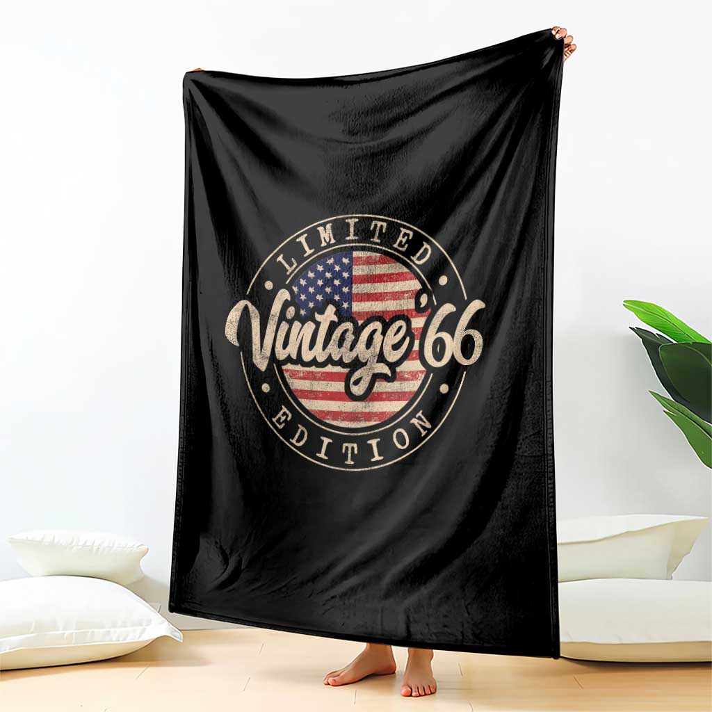 Vintage 1966 Stamp Throw Blanket Funny 60th Birthday USA Flag 60 Year Old Bday