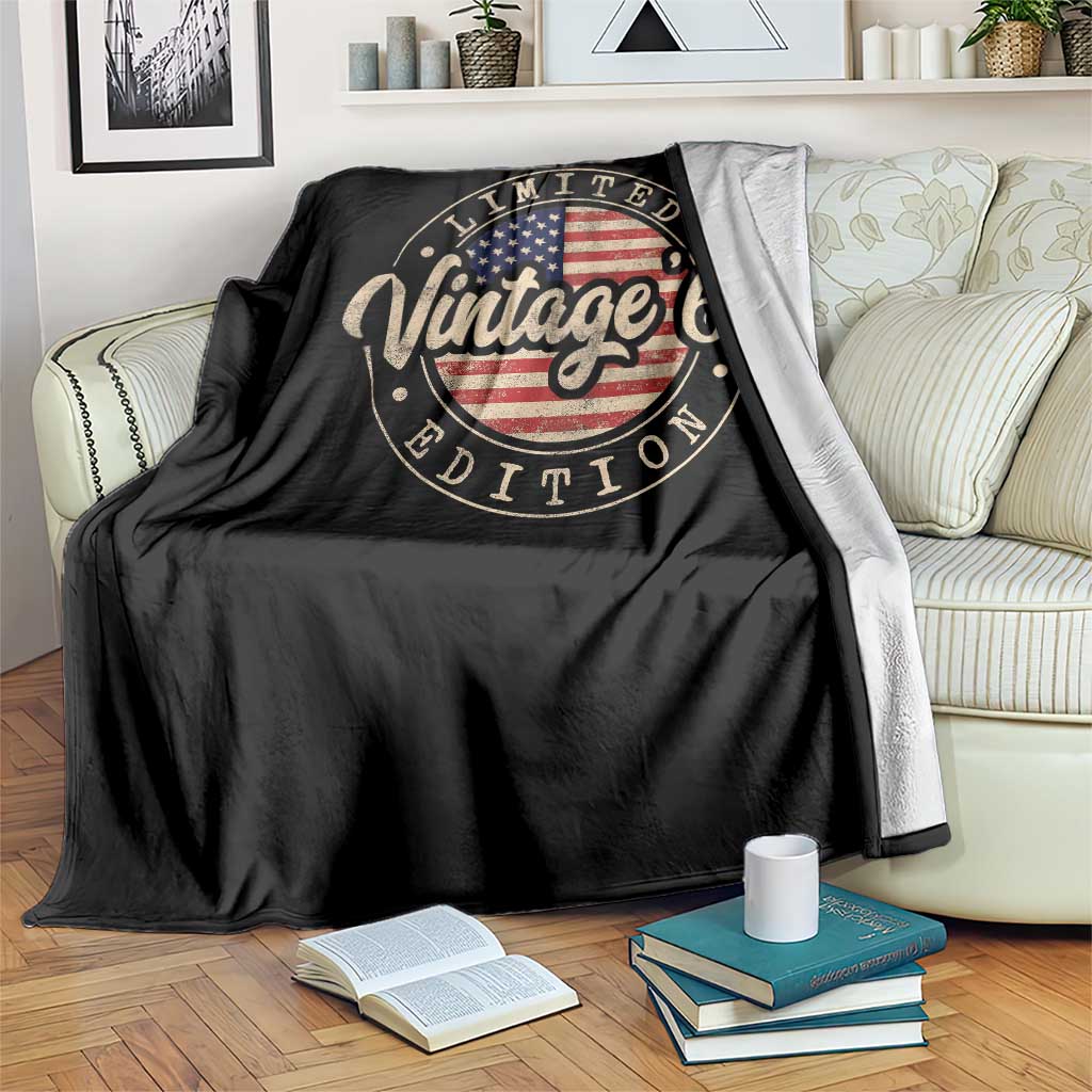 Vintage 1966 Stamp Throw Blanket Funny 60th Birthday USA Flag 60 Year Old Bday