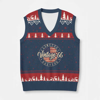 Vintage 1966 Stamp V-Neck Knit Sweater Vest Funny 60th Birthday USA Flag 60 Year Old Bday