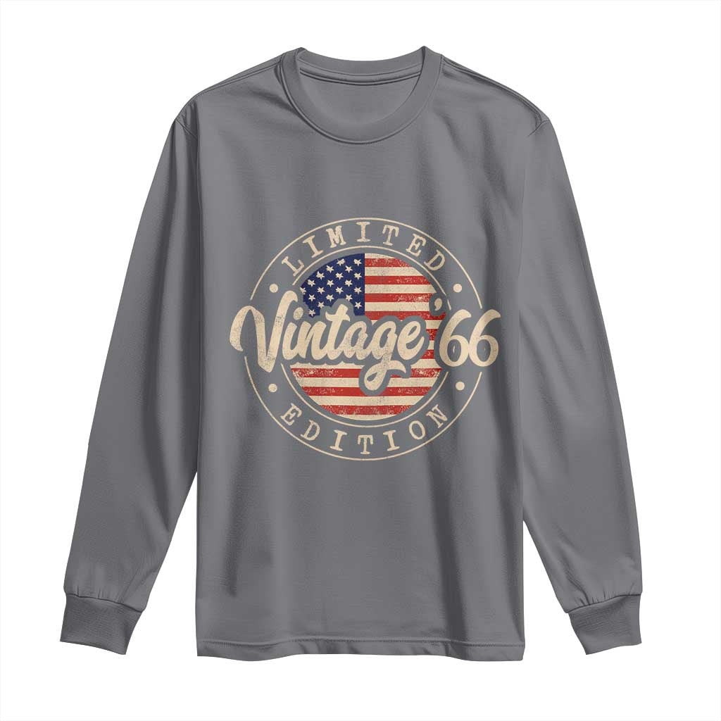 Vintage 1966 Stamp Long Sleeve Shirt Funny 60th Birthday USA Flag 60 Year Old Bday