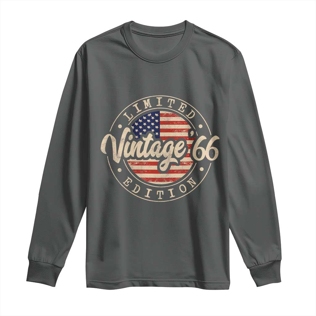 Vintage 1966 Stamp Long Sleeve Shirt Funny 60th Birthday USA Flag 60 Year Old Bday
