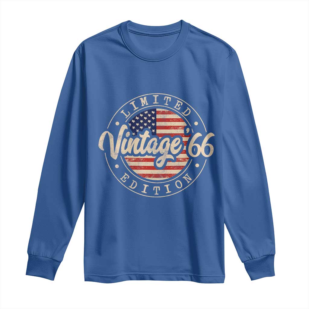 Vintage 1966 Stamp Long Sleeve Shirt Funny 60th Birthday USA Flag 60 Year Old Bday