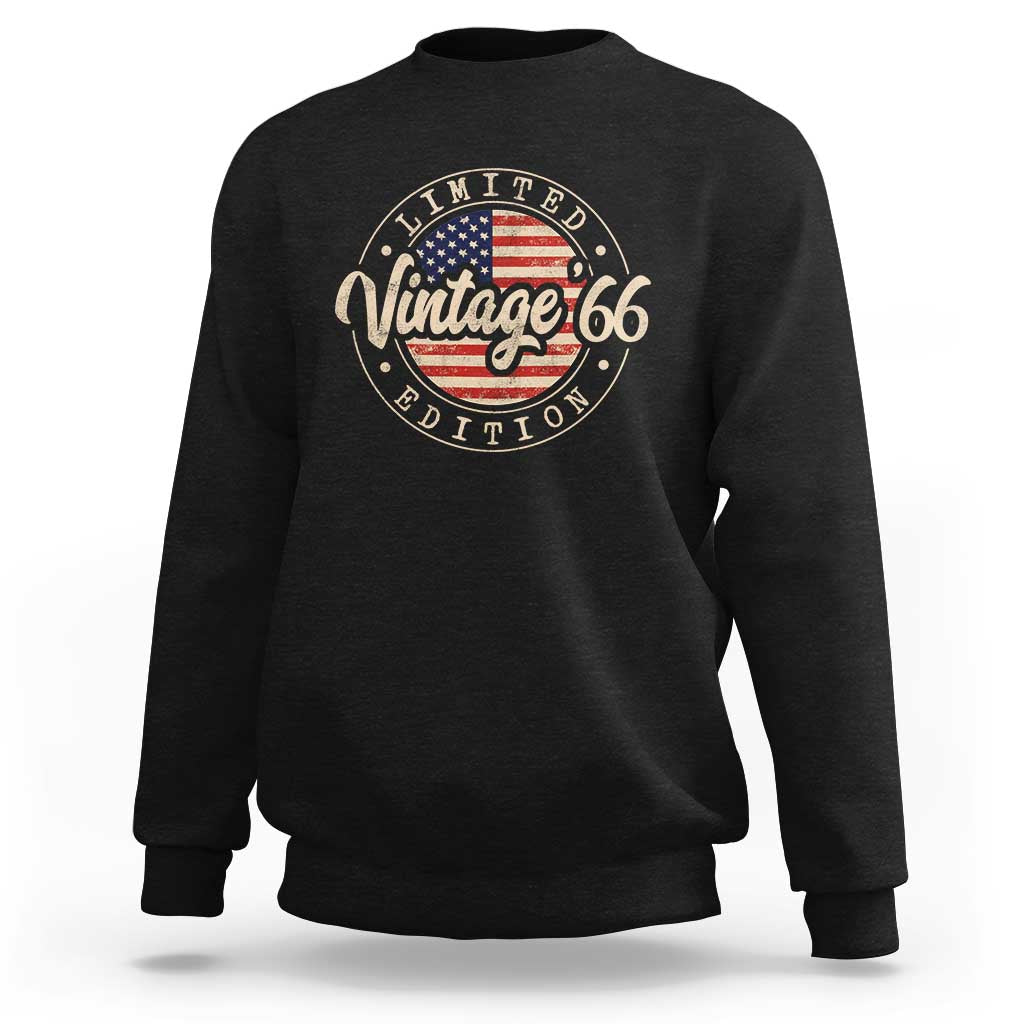 Vintage 1966 Stamp Sweatshirt Funny 60th Birthday USA Flag 60 Year Old Bday
