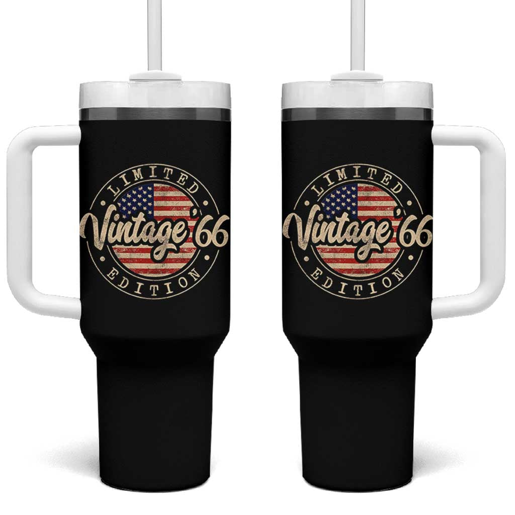 Vintage 1966 Stamp Tumbler With Handle Funny 60th Birthday USA Flag 60 Year Old Bday