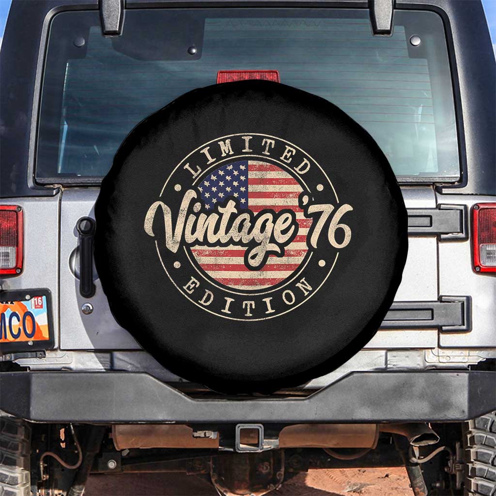 Vintage 1976 Stamp Spare Tire Cover Funny 50th Birthday USA Flag 50 Year Old Bday
