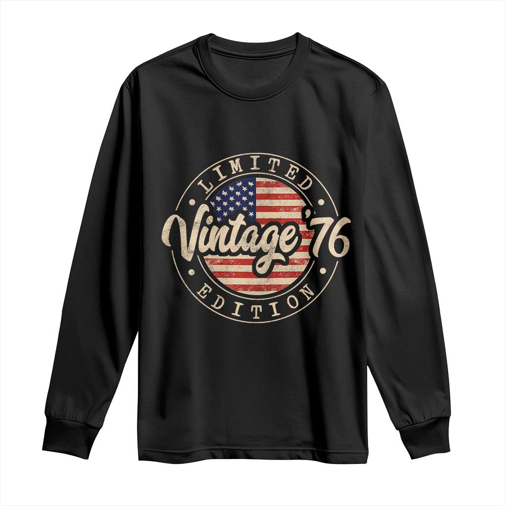 Vintage 1976 Stamp Long Sleeve Shirt Funny 50th Birthday USA Flag 50 Year Old Bday