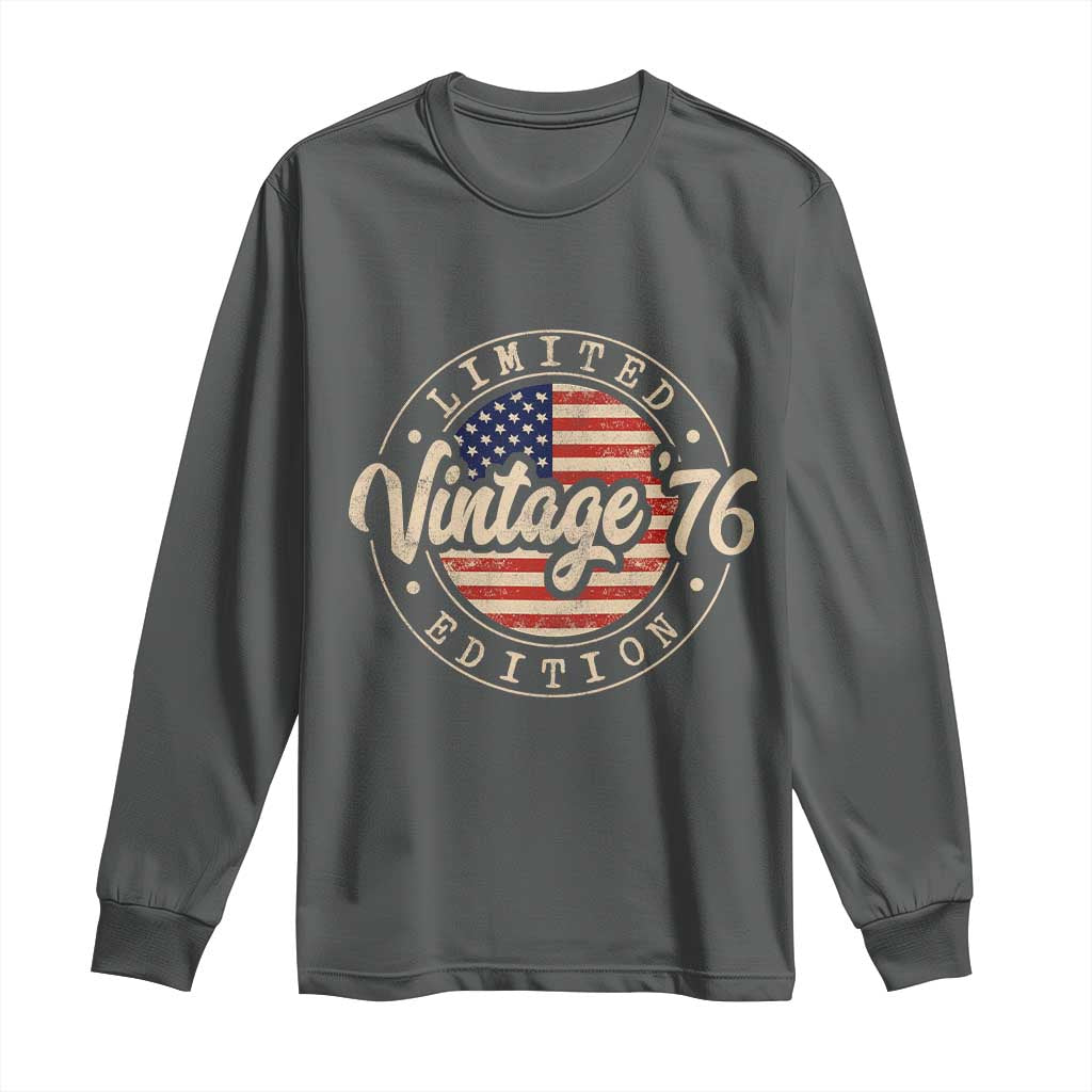 Vintage 1976 Stamp Long Sleeve Shirt Funny 50th Birthday USA Flag 50 Year Old Bday