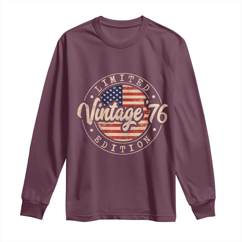 Vintage 1976 Stamp Long Sleeve Shirt Funny 50th Birthday USA Flag 50 Year Old Bday