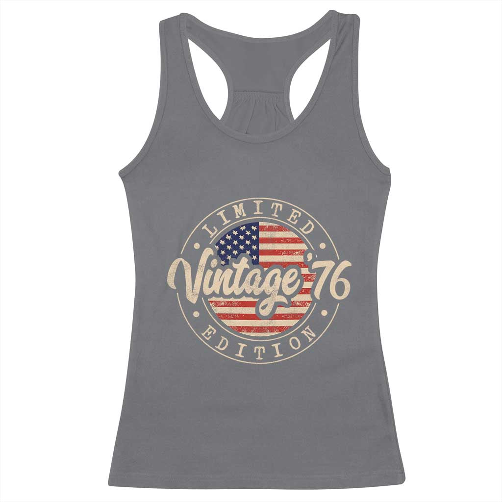 Vintage 1976 Stamp Racerback Tank Top Funny 50th Birthday USA Flag 50 Year Old Bday