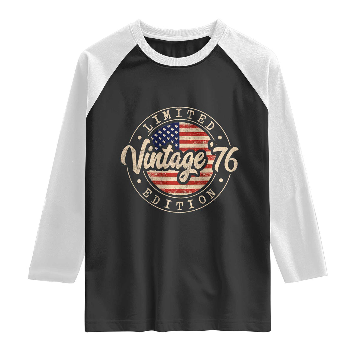 Vintage 1976 Stamp Raglan Shirt Funny 50th Birthday USA Flag 50 Year Old Bday