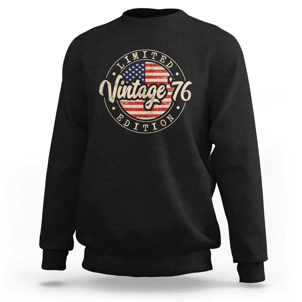 Vintage 1976 Stamp Sweatshirt Funny 50th Birthday USA Flag 50 Year Old Bday