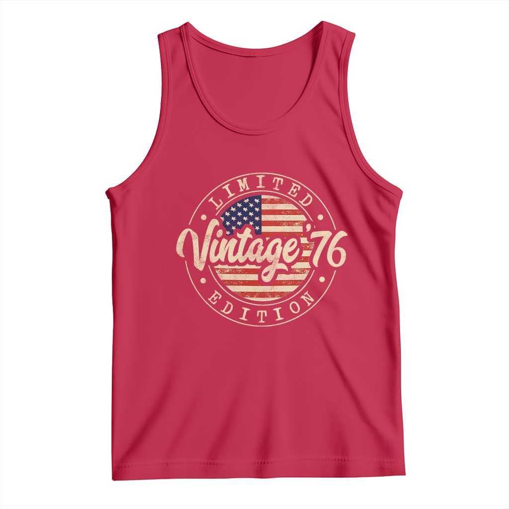 Vintage 1976 Stamp Tank Top Funny 50th Birthday USA Flag 50 Year Old Bday