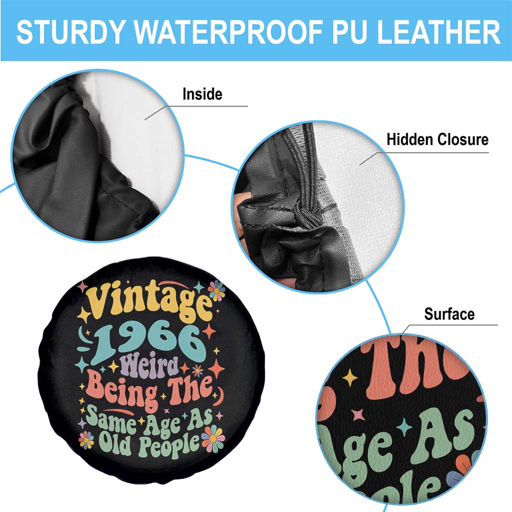 Funny 60th Birthday Spare Tire Cover Retro Groovy 1966 Weird Being The Same Age As Old People