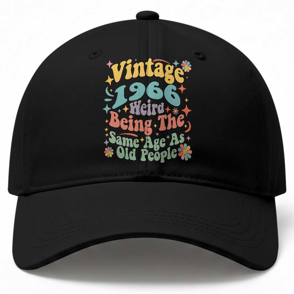 Funny 60th Birthday Baseball Cap Retro Groovy 1966 Weird Being The Same Age As Old People