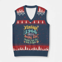 Funny 60th Birthday V-Neck Knit Sweater Vest Retro Groovy 1966 Weird Being The Same Age As Old People