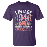 80th Birthday Gifts For Her T Shirt Floral 1946 Weird Being The Same Age As Old People