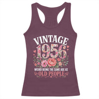 70th Birthday Gifts For Her Racerback Tank Top Floral 1956 Weird Being The Same Age As Old People