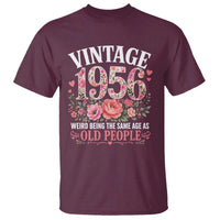 70th Birthday Gifts For Her T Shirt Floral 1956 Weird Being The Same Age As Old People