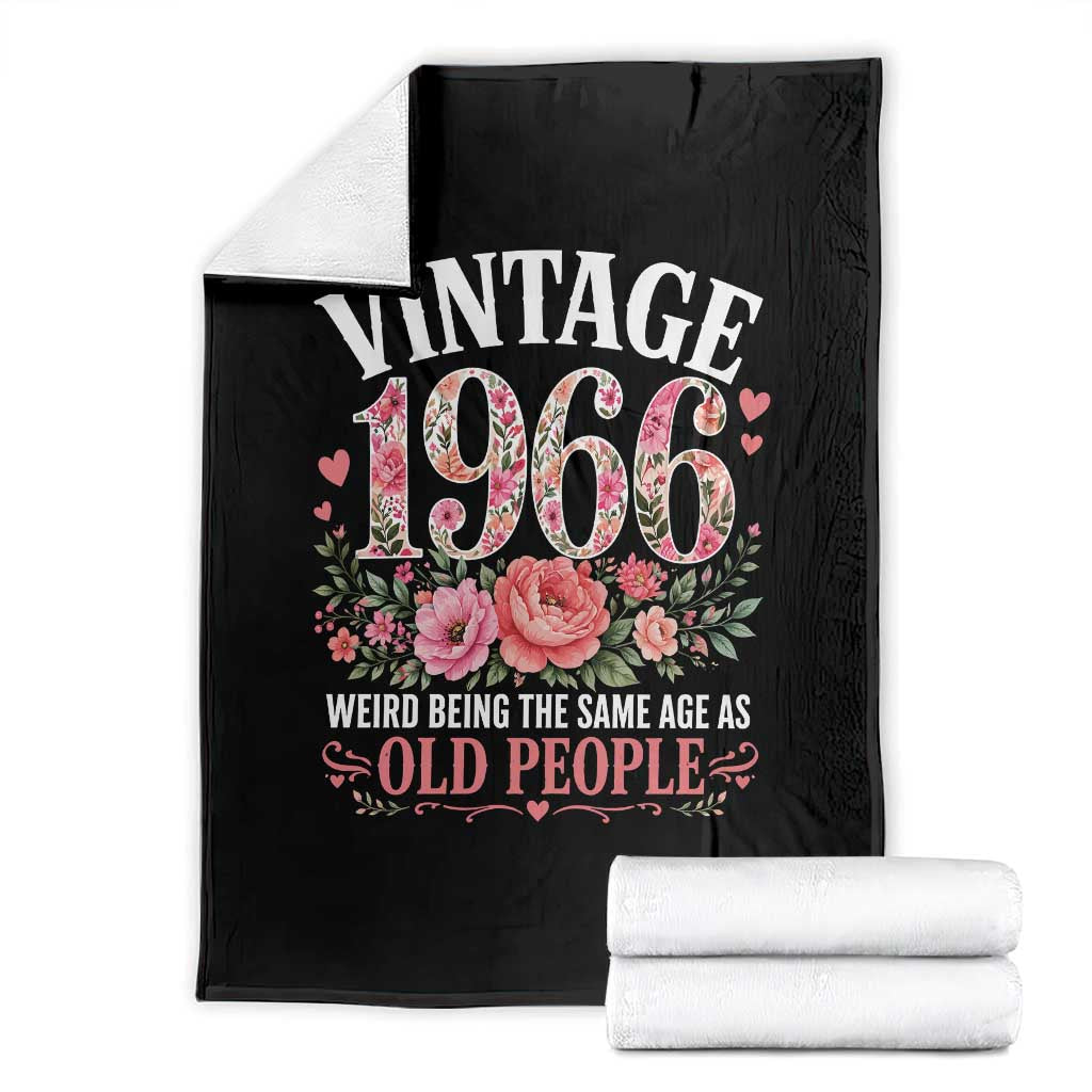 60th Birthday Gifts For Her Throw Blanket Floral 1966 Weird Being The Same Age As Old People