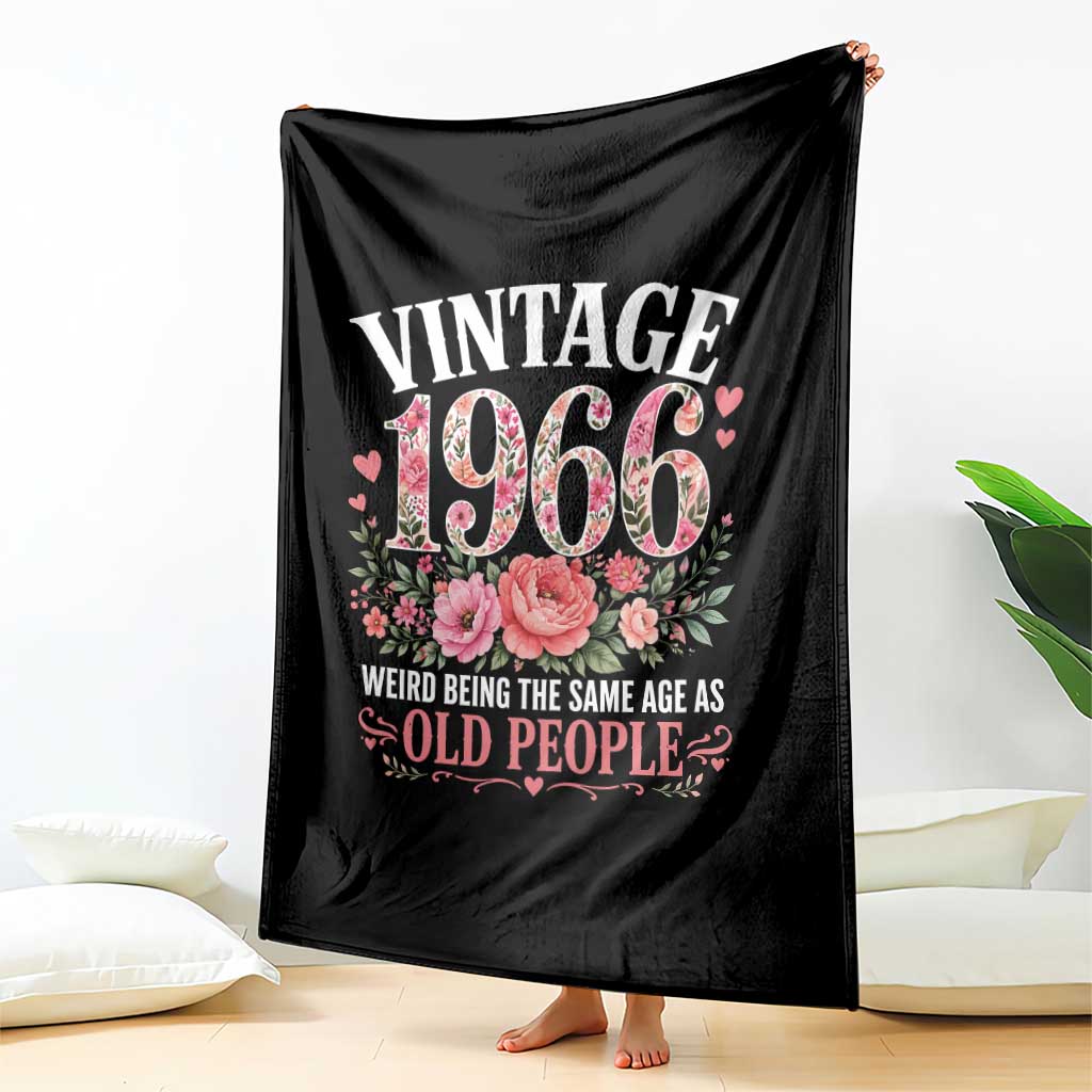 60th Birthday Gifts For Her Throw Blanket Floral 1966 Weird Being The Same Age As Old People