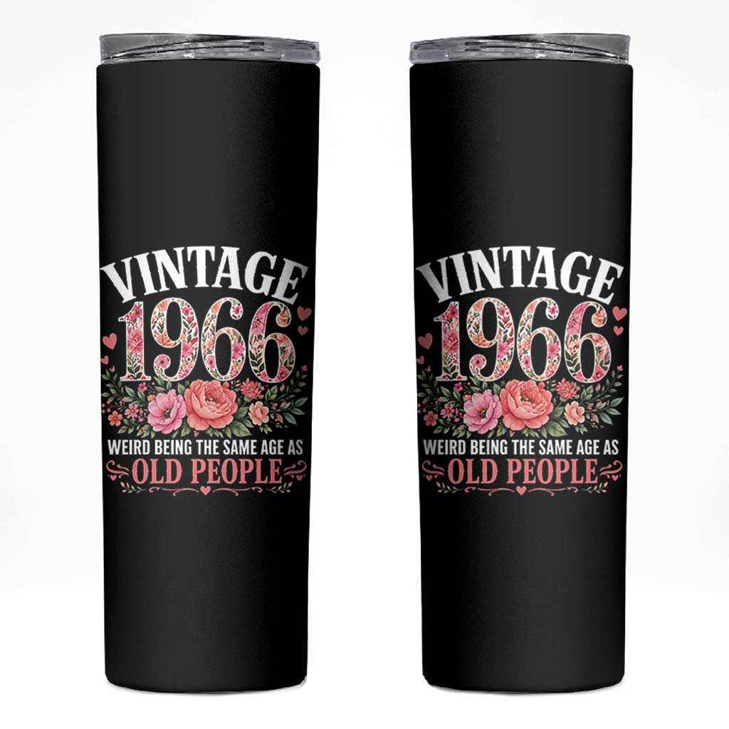 60th Birthday Gifts For Her Skinny Tumbler Floral 1966 Weird Being The Same Age As Old People