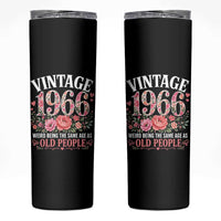 60th Birthday Gifts For Her Skinny Tumbler Floral 1966 Weird Being The Same Age As Old People