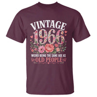 60th Birthday Gifts For Her T Shirt Floral 1966 Weird Being The Same Age As Old People